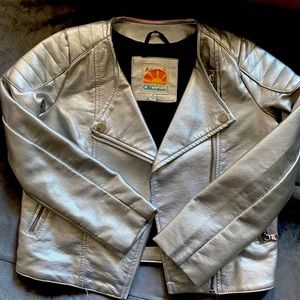 Little girls motorcycle chrome silver jacket sz 6